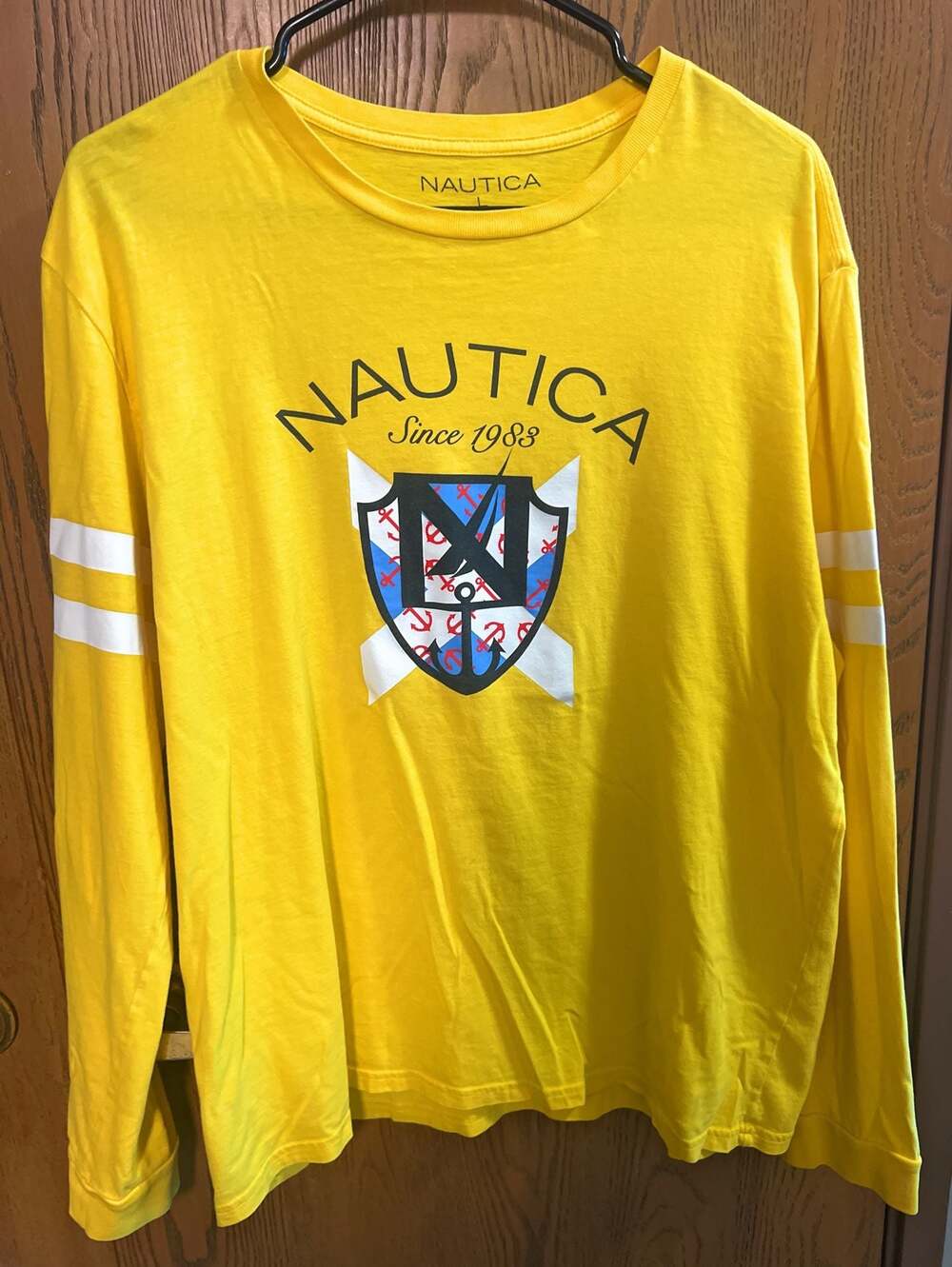 Nautica Since 1983 Shield Graphic Long Sleeve Crew Neck T-Shirt Yellow